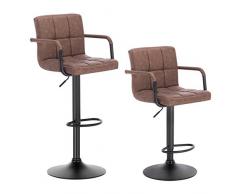 WOLTU® Barhocker BH113dbr-2 2er Set Barstuhl Tresenhocker Bistrohocker Designer Hocker mit Rückenlehne, Kunstleder in Antiklederoptik höhenverstellbar drehbar Stahl Dunkelbraun
