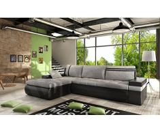 BIG Ecksofa Oslo, Eckcouch mit Bettkasten und Schlaffunktion, Sofa, Bettsofa, L-Form Couch, Elegante Schlafcouch, Polsterecke, Farbauswahl (Seite: links, Soft 011 + Lawa 05)