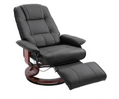 HOMCOM Relaxsessel Fernsehsessel Liegesessel aus Kunstleder 360° Drehstuhl Holzfuß Schwarz 145° neigbar