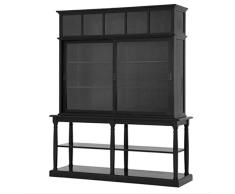 Casa Padrino Glas Vitrinen Schrank Schwarz Massivholz Bristol Wohnzimmer Schrank Barock Jugendstil Rokoko Vitrine Ladeneinrichtung
