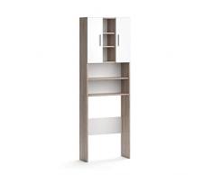 Vicco Waschmaschinenschrank LUIS Weiß 190 x 64 cm - Badregal Hochschrank Waschmaschine Bad Schrank Badezimmerschrank Überbau
