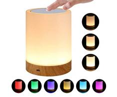 Umiwe Touch Nachtlicht Lampe für Schlafzimmer Wohnzimmer tragbaren Tisch Nachttischlampen mit wiederaufladbaren internen Akku dimmbar 2800k-3100k warmweißes Licht & Farbe RGB ändern