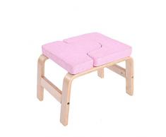 Kopfstandhocker Safe,Yoga Stuhl Holz für Familie,Hocker überschlagen mit Holz Und Leinen Auflagen,Fitnessgeräte - lindern Sie Müdigkeit und Bauen Sie Körper auf,Rosa