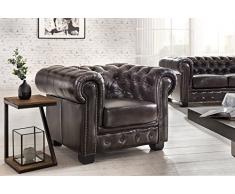 Woodkings® Chesterfield Sessel Braun Vintage Echtleder Bürosessel Polstermöbel antik Designsessel Federkern unikat Herrenzimmer englisches Leder Stilsessel
