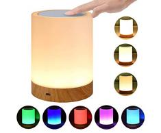 LED Nachttischlampe, Touch Dimmbar Atmosphäre Tischlampe für Schlafzimmer Wohnzimmer, Tragbar Nachtlicht mit 16 Farben und Warmes Weißes Farbwechsel -EINWEG