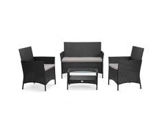 SVITA Brooklyn 2020 Gartenmöbel Poly Rattan Sitzgruppe Essgruppe Set Sofa-Garnitur Lounge (Schwarz)
