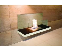 Wall Flame 2 weiss gebürsteter Edelstahl Glas klar Ethanolkamin