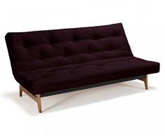 Futonsofa Aslak - Schlafsofa 140 x 200 cm mit Futon & Lattenrost, Farbe und Futon wählbar, Futonauflage:Futon Iwami Kokos, Futonfarbe:Weinrot Dunkel