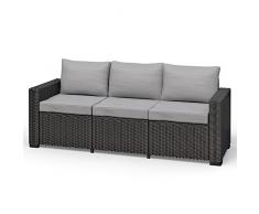 Allibert California 3-Sitzer Couch Polyrattan Gartenmöbel Lounge Rattanoptik