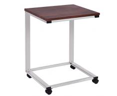 COSTWAY Laptoptisch mit Rollen, Beistelltisch Sofatisch Notebooktisch Pflegetisch Ablagetisch Metall + Holz 50x40x65cm