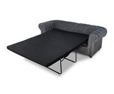 Schlafsofa Chesterfield Asti Bis 2-Sitzer, Sofa mit Schlaffunktion, Couch 2-er, Couchgarnitur, Sofagarnitur, Holzfüße, Glamour (Grau (Capri 09))