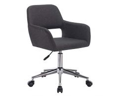 WOLTU® 1x Arbeitshocker Bürostuhl Schreibtischstuhl Rollhocker Bürohocker Drehhocker mit Armlehne, stufenlos höhenverstellbar, Leinen, Dunkelgrau, BS29dgr