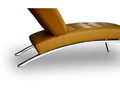 NEUERRAUM Bauhaus Daybed Chaiselongue Lounge-Sessel Relax Liege Couch Sofa Echtleder, Fuß Edelstahl poliert. Abbildung in Leder Hellbraun (Cognac).