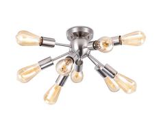 ENCOFT Sputnik Deckenleuchte Kronleuchter Modern Hängelampe E27 Lampenfassung Metall für Esszimmer Zimmer Wohnzimmer Küche Restaurant (Nickel,9 Arm)