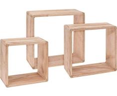 Holz Wandregal Würfel 3er Set - 30/27 / 24 cm - Würfelregal Hängeregal Holz Natur