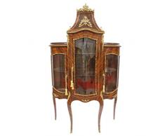Casa Padrino Barock Glas Vitrine Vitrinenschrank - Barock Möbel - Vitrinenschrank 125 x 50 x H 198 cm - Wohnzimmerschrank Schrank Mahagoni/Gold
