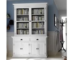 CAGÜ - ZEITLOS ELEGANTER BUFFETSCHRANK VITRINENSCHRANK [Josephine] ANTIK-Weiss 145 x 220cm aus Mahagoni im ZEITLOSEN LANDHAUSSTIL