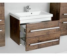 Quentis Badmöbel Genua, Breite 60 cm, Badmöbleset 2-teilig, Waschbecken mit Unterschrank, Holzdekor antik