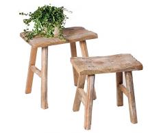 SIDCO Hocker Rustikal 2 x Sitzhocker Beistelltisch Blumenbank Holz Schemel Vintage