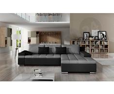 Design Ecksofa Bangkok, Moderne Eckcouch mit Schlaffunktion Bettkasten Ecksofa für Wohnzimmer Gästezimmer Couch L-Form Wohnlandschaft (Ecksofa Rechts, Soft 011 + Casablanca 2314 + Casablanca 2316)