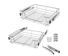 LZQ Teleskopschublade Küchenschublade 2X 60cm Küchenschrank Korbauszug Schrankauszug Schlafzimmerschränke Korbauszug Vollauszug Schublade