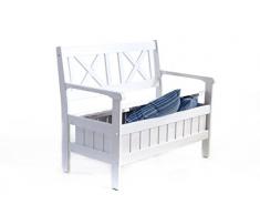 Ambientehome Truhenbank 108 cm weiß Gartenbank massive Holzbank