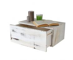Mendler Wandregal Dinant, Schubladen-Regal, Shabby-Look Vintage, 21x46x30cm ~ weiß