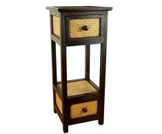 livasia Rattankommode, 2 Schubladen, Nachtschrank, Badezimmerkommode, Holzkommode, (Handarbeit)