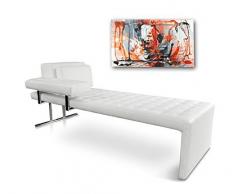 NEUERRAUM Bauhaus Daybed Chaiselongue Lounge-Liege Relax Liege Couch Sofa Echtleder, Fuß Edelstahl Poliert. Abbildung in Leder Weiß. Handarbeit Unikat!