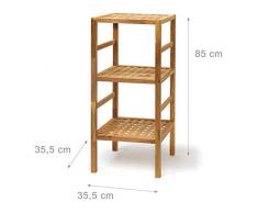 Relaxdays Badregal Holz verschiedene Größen 3-5 Ablagen Standregal aus Walnuss geölt Holzregal für natürlichen skandinavischen Stil 3,4 & 5 stöckig aus Massivholz für Bad, Küche, Flur, Sauna, braun