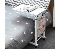 sogesfurniture Kleiner Beistelltisch Kaffeetisch Sofatisch Nachttisch, mobiler Laptoptisch Notebooktisch Wohnzimmertisch mit Metallgestell und Rollen, Weiß BHEU-C6-DW
