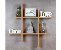levandeo Hashtag Regal 75x75cm Wandregal Holz Wildeiche Eiche Bücherregal Hängeregal Ablage Steckregal