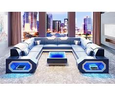 Its-Me Futuristische Designer Sofa Kombinationen|von Uns konfiguriert oder selbst stylen|feinstes weiches Leder|Wohnlandschaft|Ledercouch|LED|Bluetooth Lautsprecher|USB|
