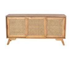 Vintagehaus Rattan Sideboard Wiener Geflecht Delmare Rattan Webbing 3 türig Massivholz Scandi Boho