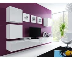 Jadella Wohnwand Vigo 22 Hochglanz Hängeschrank Lowboard Cube, Farbe:weiß matt/weiß Hochglanz