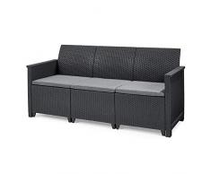 Koll Living Garden Lounge Sofa, 3-Sitzer - stilvolles Sofa in Rattan Optik - inklusive Sitzkissen - ergonomische Rückenlehne für maximalen Sitzkomfort