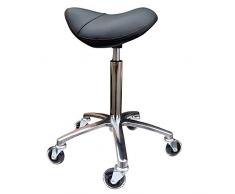 VAKON SALON - Sattelhocker auf hochwertigen Rollen - höhenverstellbarer Drehhocker 50-65 cm, Rollhocker, Praxishocker, Bürohocker