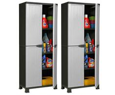 Hier passt viel rein: 2 Stück Kunststoffschrank ModellNoble. Jeder Schrank mit 3 höhenverstellbaren Einlegeböden, 4 Füßen und abschließbaren Türen! Maße pro Schrank: 68 x 40 x 171 cm