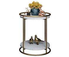 GYX-Kaffeetisch 2-Tier Marmor Beistelltisch mit Lagerregal Moderner Kaffee Sofa-Beistelltische für Hauptwohnzimmer-Büromöbel, 40x50cm