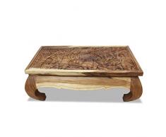 Sofatisch mit Glas & Schnitzerei orientalisch Couchtisch Opiumtisch Opium Bestelltisch Wohnzimmertisch Elefant Glastisch Dekoration Akazien Massiv Holz Natur ca. 100x50 cm