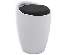 IDIMEX Sitzhocker Arbeitshocker Badhocker Badschemel Stauraumhocker Daniel, mit Stauraum und Sitzkissen in weiß/schwarz