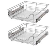 mewmewcat 2 Stück Einbauschublade Korbauszug 50 cm Breite Drahtkörbe Korbauszug