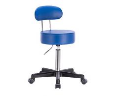 1stuff® Profi Rollhocker Bürohocker mit Lehne - Squash BACKLIKE -bis 180kg -bis 72cm -Rollen gebremst - Drehhocker Arzthocker Arbeitshocker Praxishocker (blau)