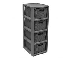 BranQ - Home essential Regal in Rattan Design, Plastic, Anthrazit, 29,5 x 24 x 64,2 cm