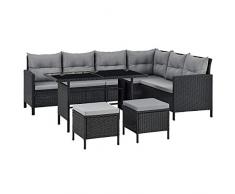 ArtLife Polyrattan Lounge Manacor | Gartenmöbel Set mit Sofa, Tisch & 2 Hockern | Bezüge grau | Sitzgruppe für Garten, Terrasse & Balkon