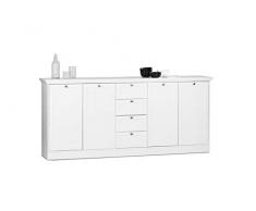 Landhaus Sideboard (B/H/T: ca.: 200 x 90 x 40 cm) weiß, Möbelgriffe antik