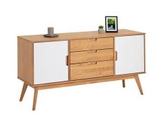 IDIMEX Anrichte Tivoli im skandinavischen Design, Sideboard Kommode im nordischen Stil, aus massiver Kiefer, 2 Türen und 3 Schubkasten, gebeizt/weiß
