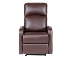 SVITA LEX Relaxsessel Fernsehsessel Ruhesessel mit Verstellbarer Beinablage und Liege-Funktion – Kunstleder Farbwahl (Braun)