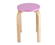 Anti-Rutsch Holz Sitzhocker, Stapelhocker Wohnzimmer Hocker Küchenhocker, Farbe Wohnmöbel Kinderzimmer Dekor, 15.75 x 17.9 x 11.8 Zoll, Rosa