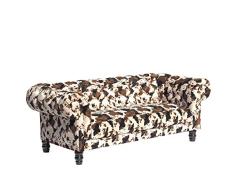 Design Sofa New Chesterfield Animal 3ER | Kuschel Bezug, 215cm, gepolstert | Dreisitzer Couch | Muster: 05 Kuhfell braun-schwarz